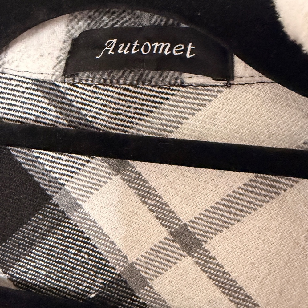 Plaid Button Down Shirt - Black and White - Picture 3 of 4